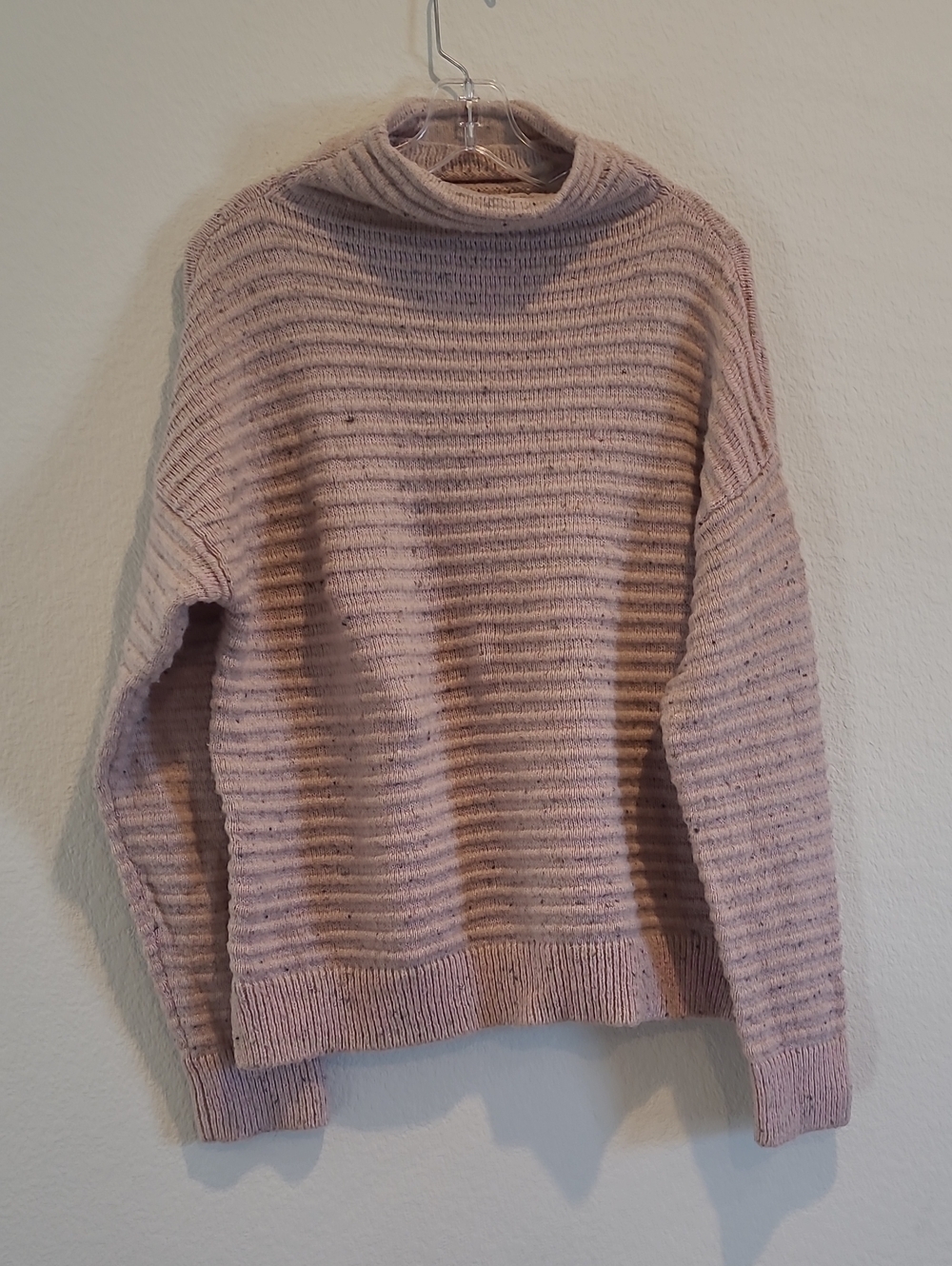 Madewell Belmont Wool Blush Pink Mockneck Cozy Ribbed Mock Neck Sweater Size L